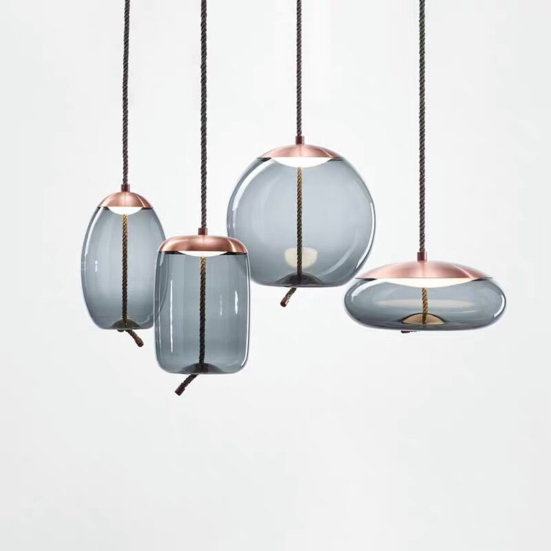 Isolara - Ceiling lamp in rose gold with rope accent