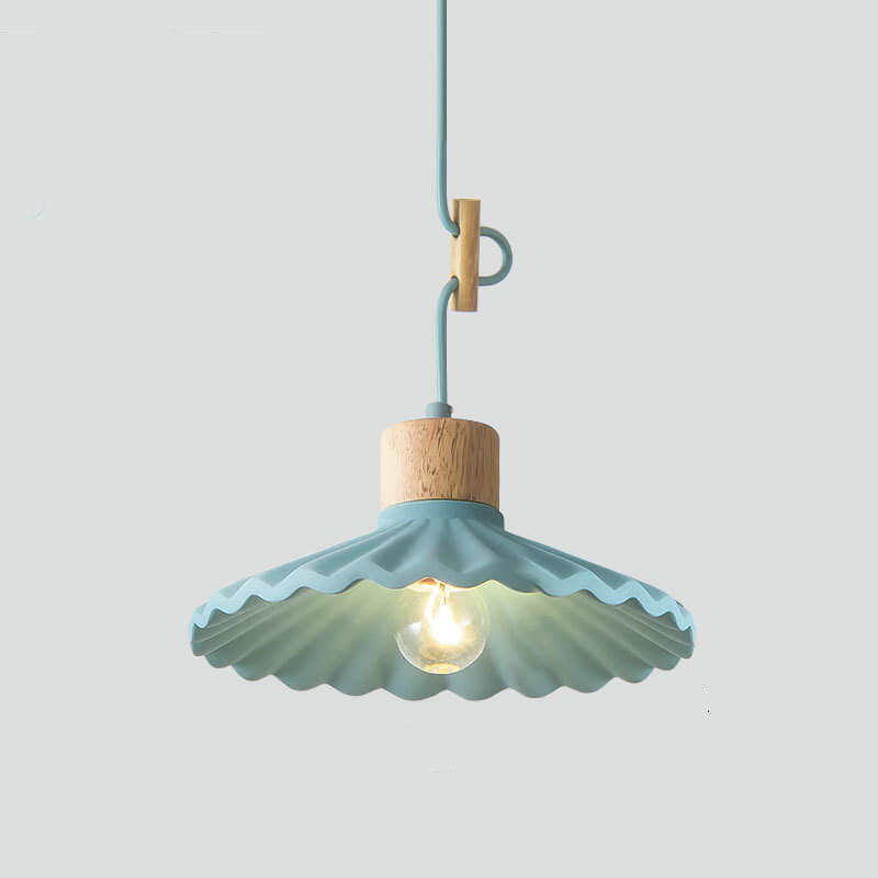 Contemporary Macaron Cement Scalloped 1-Light Pendant Lamp for Living Room
