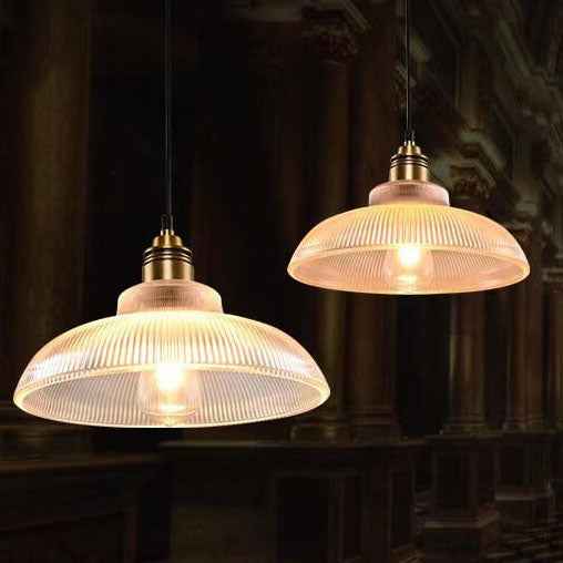 Retro Striped Glass Pendant Light with 1-Lamp Design