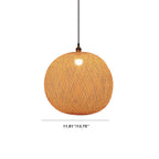 Beige Bamboo Weaving Round Ball Pendant Light - 1-Light Japanese Design