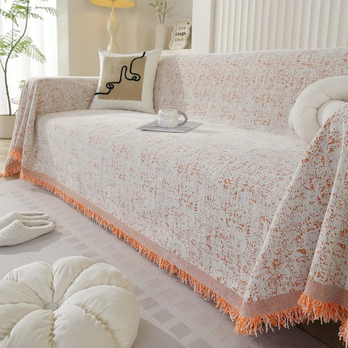 ChenilleEleganz: Sofa Cover in Jacquard Design with Speckled Texture & Breathable Comfort – for Sofa & Living Room
