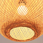 Beige Bamboo Weaving Round Ball Pendant Light - 1-Light Japanese Design