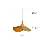 Bamboo Woven Straw Hat Pendant Light with Single Bulb