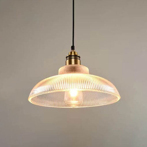 Retro Striped Glass Pendant Light with 1-Lamp Design