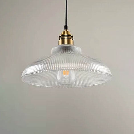 Retro Striped Glass Pendant Light with 1-Lamp Design