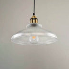 Retro Striped Glass Pendant Light with 1-Lamp Design