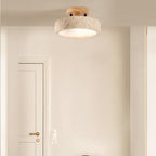 Modern Minimalist Travertine Round LED Ceiling Light 1-Light