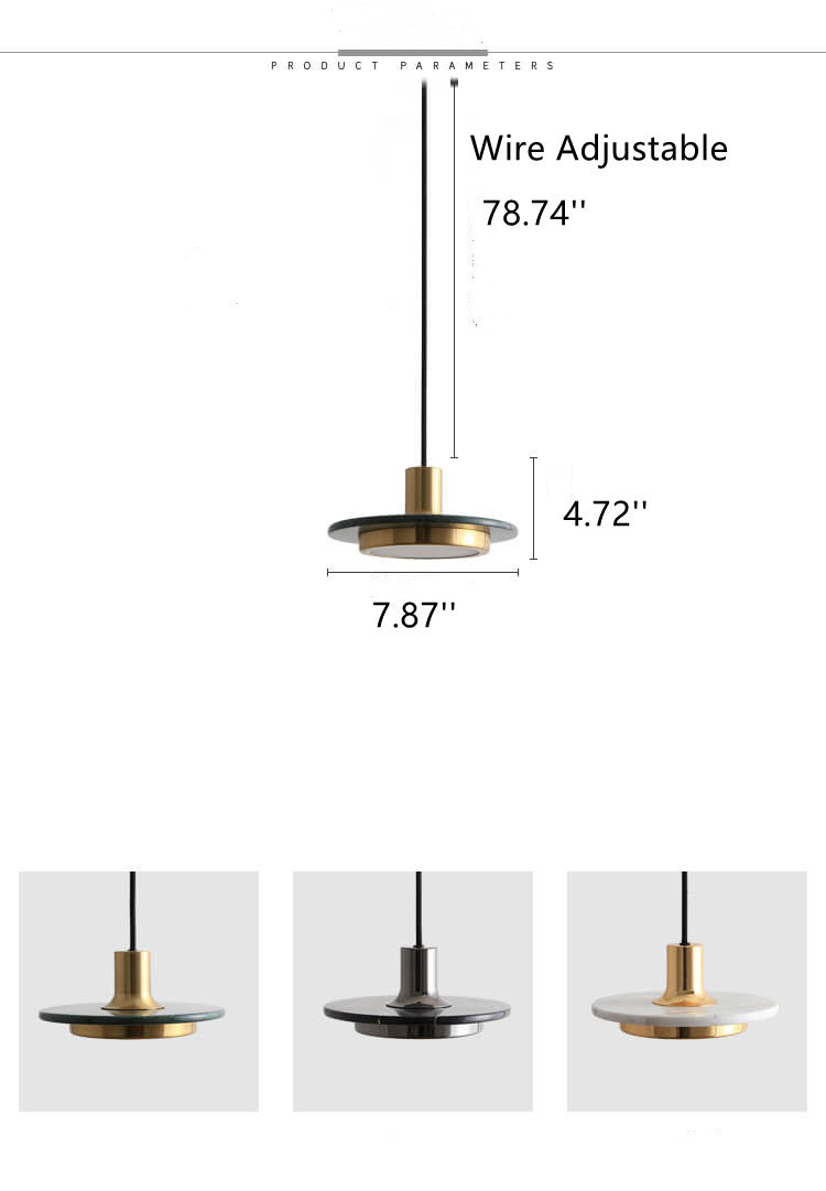 Bello Pendant Light | Marble & Iron, Adjustable Height