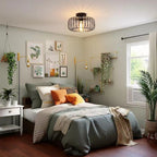 Nerassa - Modern Industrial Birdcage Ceiling Lamp Black