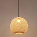 Beige Bamboo Weaving Round Ball Pendant Light - 1-Light Japanese Design