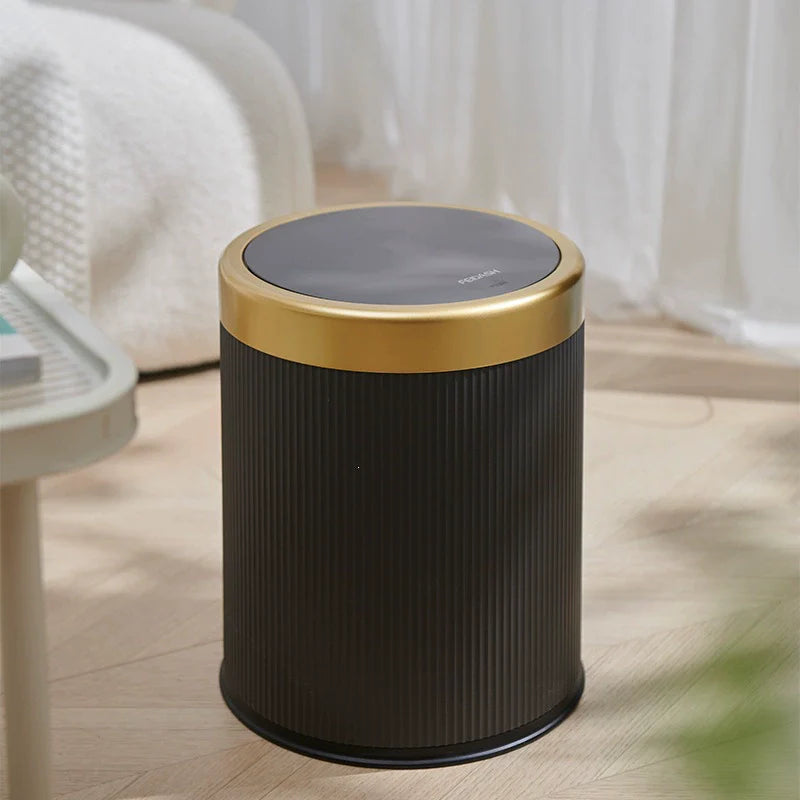 Trash Can Press Top Plastic Oval Double Barrel Odor Sealing Lid