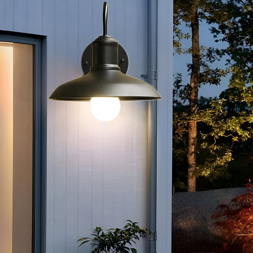 Vintage Industrial Iron Bowl Outdoor Wall Light LED 1-Light