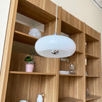 Retro White and Orange Glass Dome Single Pendant Light