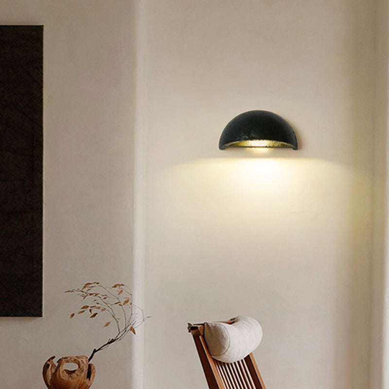Wabi-Sabi Travertine Semicircular Wall Sconce LED 1-Light