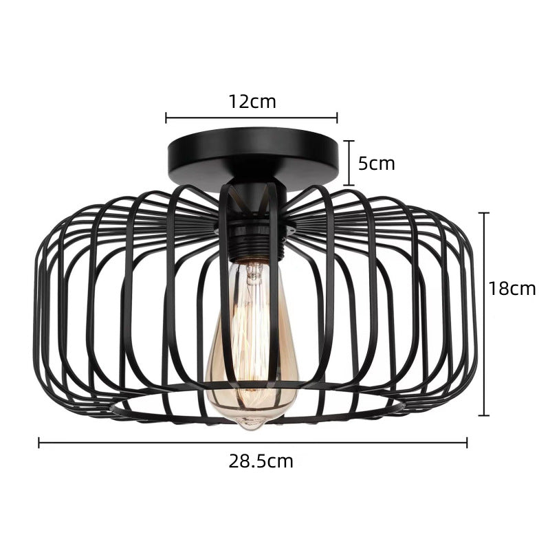 Nerassa - Modern Industrial Birdcage Ceiling Lamp Black
