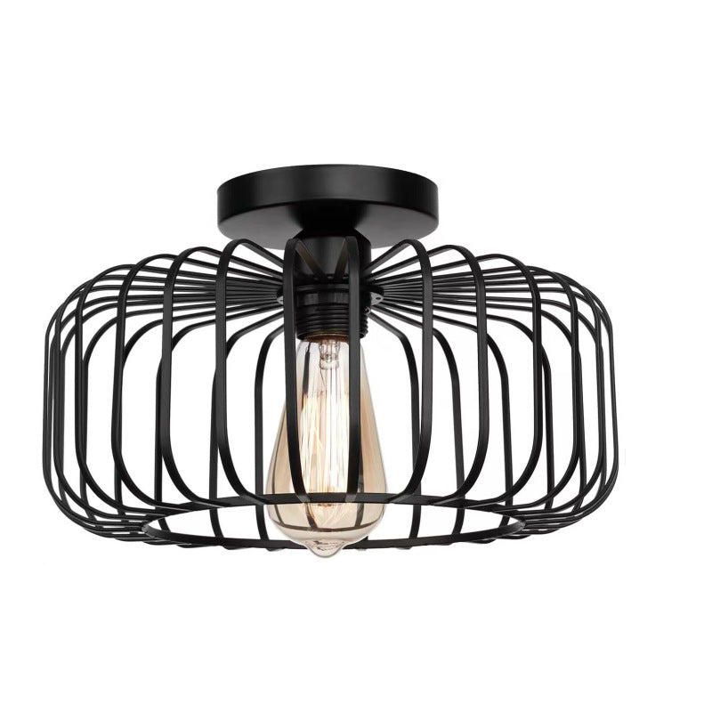 Nerassa - Modern Industrial Birdcage Ceiling Lamp Black