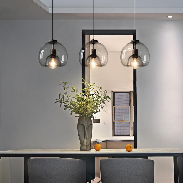Minimalist Smoked Glass Dome Pendant Light 1-light