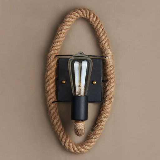 Retro Hemp Rope 1-Light Wall Sconce Lamp - Dual Design Options