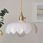 Bela Vintage Flower Pendant Lamp | Glass Shade, Brass Finish