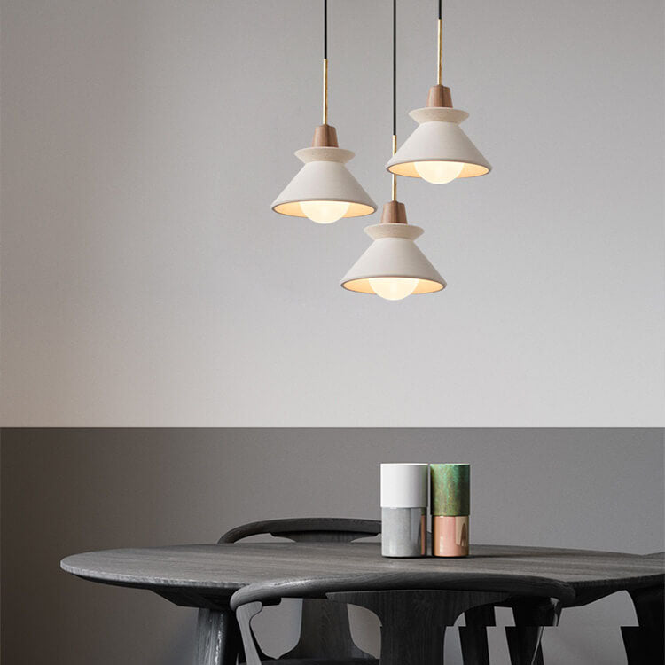 Minimalist Nordic White Cement Tapered Pendant Light - 1-Light
