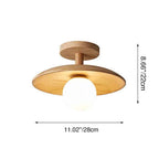 Nordic-Inspired Wooden Dome 1-Light Semi-Flush Ceiling Fixture