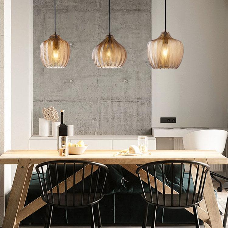 Nordic Wavy Glass 1-Light Barrel Pendant with Textured Finish