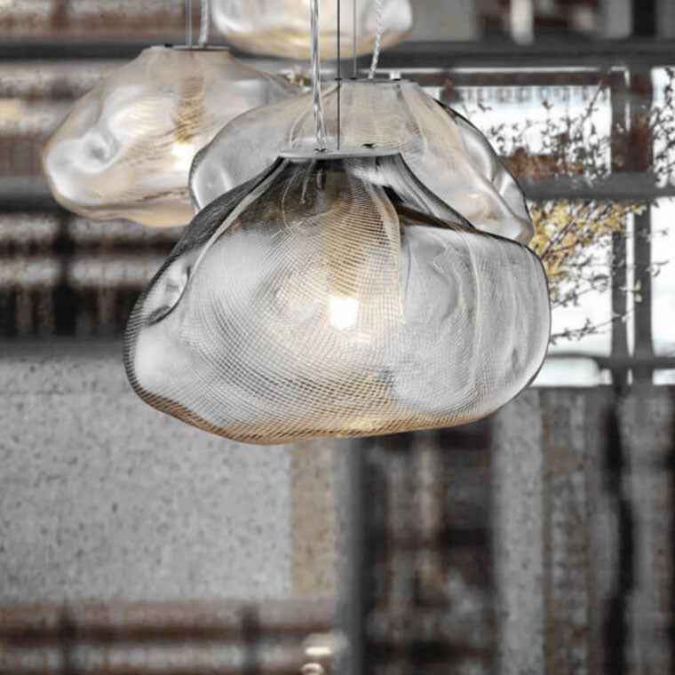 Contemporary Cloud-Shaped Glass 1-Light Pendant Suspension Light