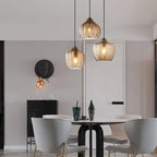 Nordic Wavy Glass 1-Light Barrel Pendant with Textured Finish