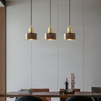 Bamboo Cylinder Pendant Light | Walnut & Brass, Adjustable Height