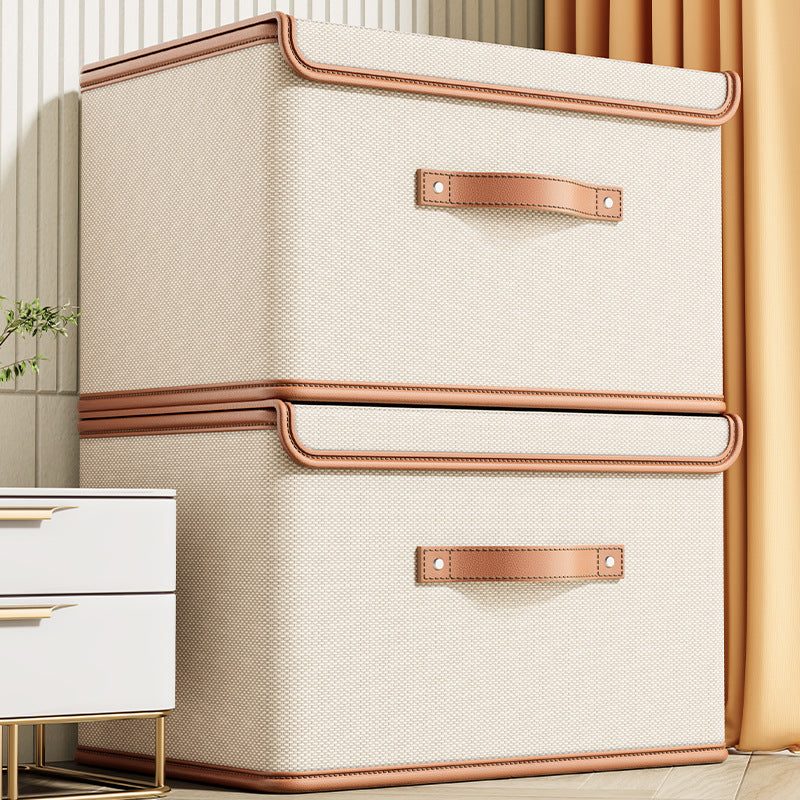 Storage Box Foldable Textile with Lid Handles for Closet Storage