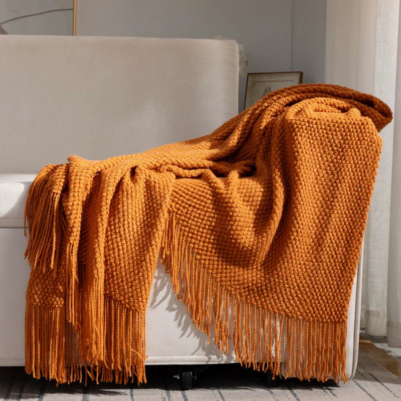 Waffle Knit Throw Blanket, Acrylic Material, Machine Washable