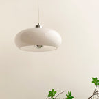 Retro White and Orange Glass Dome Single Pendant Light