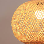 Beige Bamboo Weaving Round Ball Pendant Light - 1-Light Japanese Design