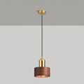 Bamboo Cylinder Pendant Light | Walnut & Brass, Adjustable Height