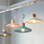 Contemporary Macaron Cement Scalloped 1-Light Pendant Lamp for Living Room