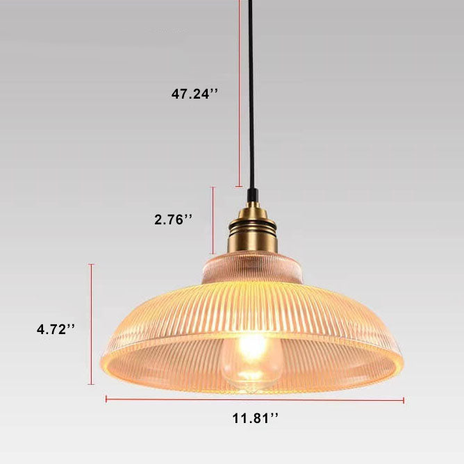 Retro Striped Glass Pendant Light with 1-Lamp Design