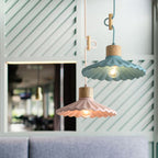Contemporary Macaron Cement Scalloped 1-Light Pendant Lamp for Living Room