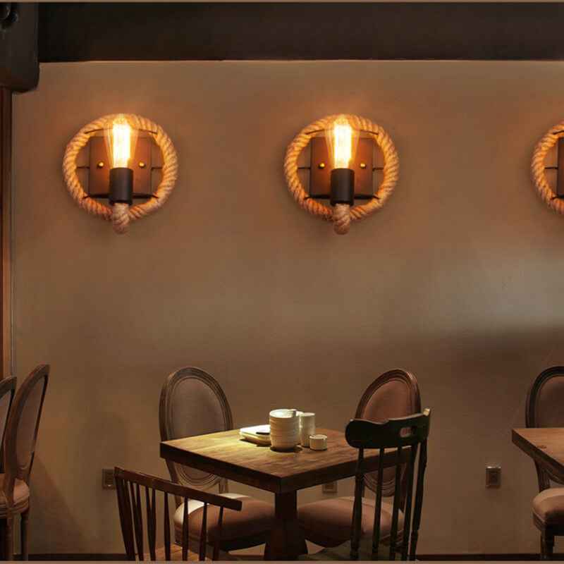 Retro Hemp Rope 1-Light Wall Sconce Lamp - Dual Design Options