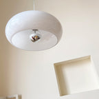 Retro White and Orange Glass Dome Single Pendant Light