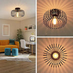 Nerassa - Modern Industrial Birdcage Ceiling Lamp Black