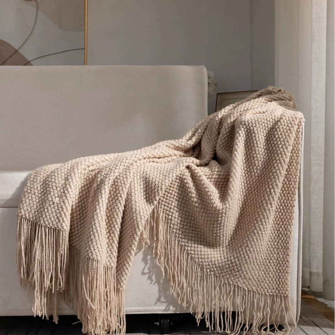 Waffle Knit Throw Blanket, Acrylic Material, Machine Washable