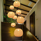 Beige Bamboo Weaving Round Ball Pendant Light - 1-Light Japanese Design