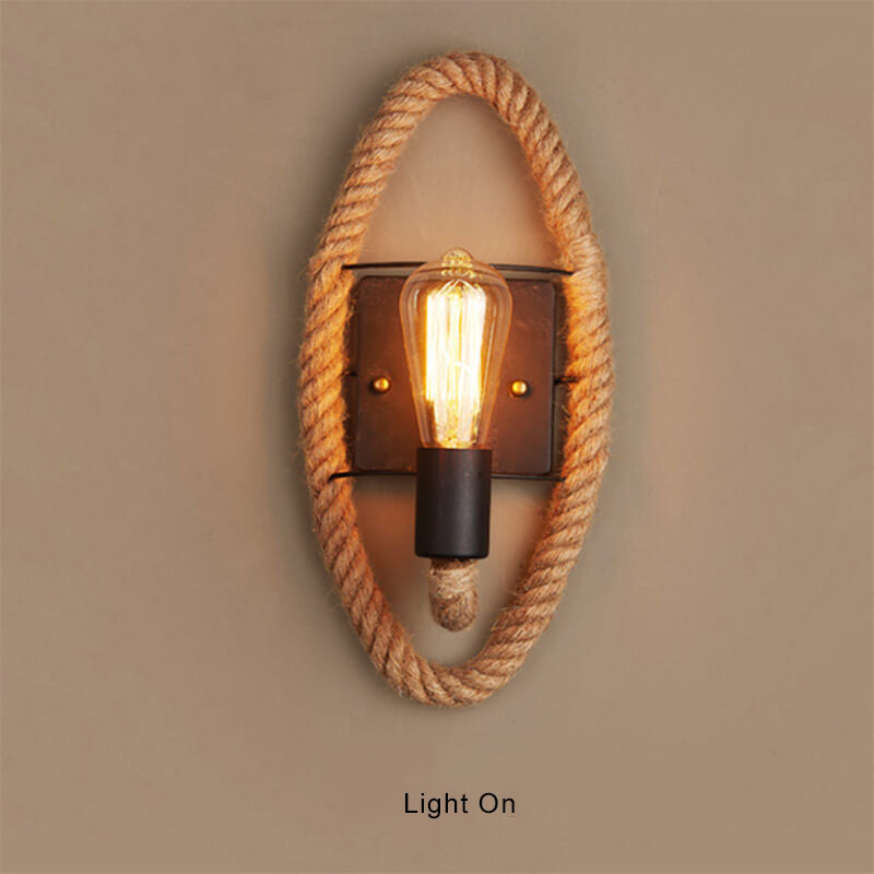 Retro Hemp Rope 1-Light Wall Sconce Lamp - Dual Design Options