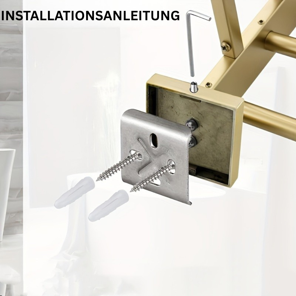 UpperShelf: Towel Holder for the Bathroom – Multifunctional, Wall-Mounted Metal Stand with Shelf, Decorative and Space-Saving