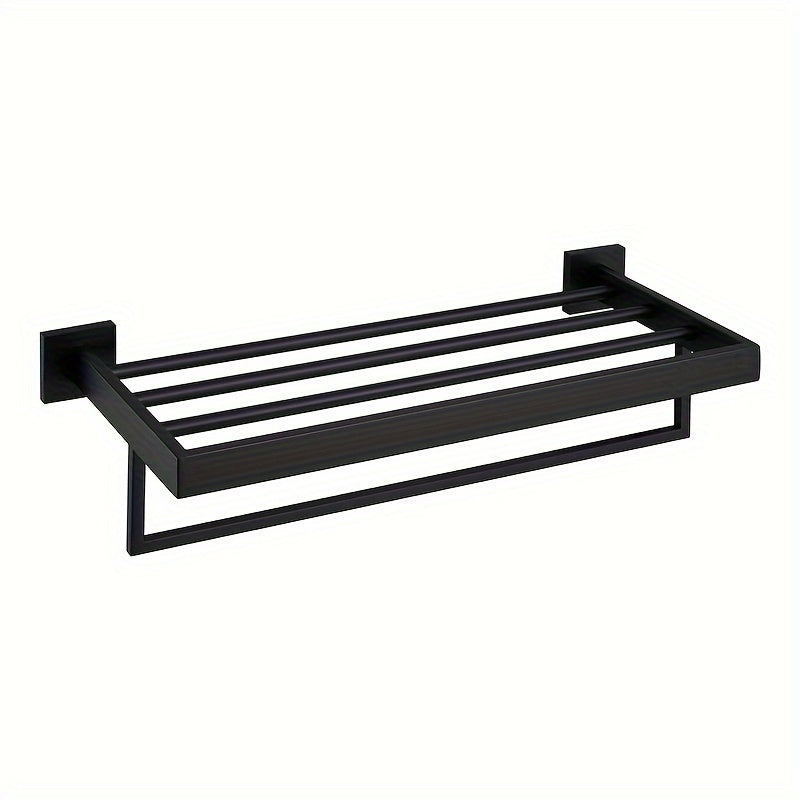 UpperShelf: Towel Holder for the Bathroom – Multifunctional, Wall-Mounted Metal Stand with Shelf, Decorative and Space-Saving