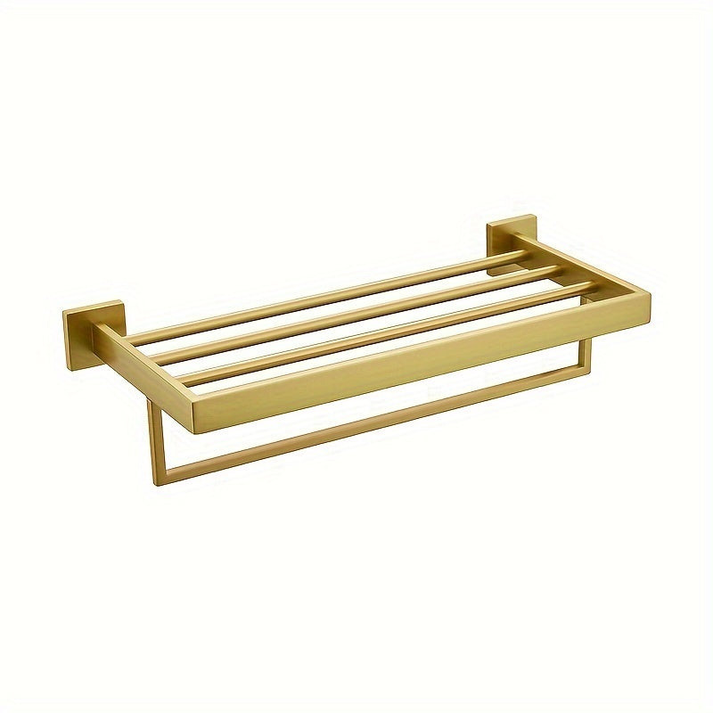 UpperShelf: Towel Holder for the Bathroom – Multifunctional, Wall-Mounted Metal Stand with Shelf, Decorative and Space-Saving