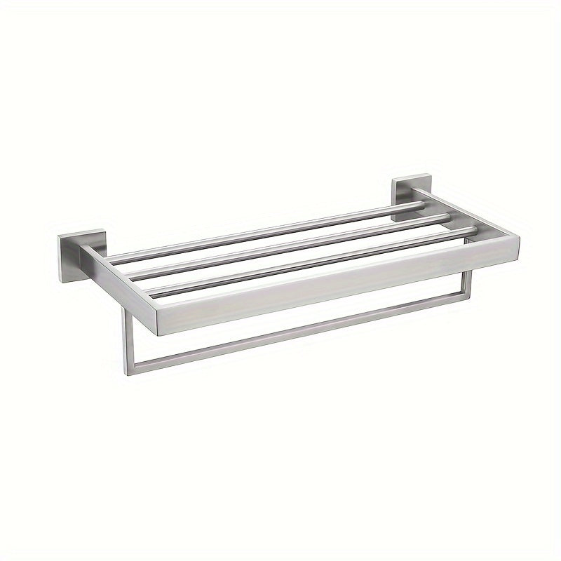 UpperShelf: Towel Holder for the Bathroom – Multifunctional, Wall-Mounted Metal Stand with Shelf, Decorative and Space-Saving