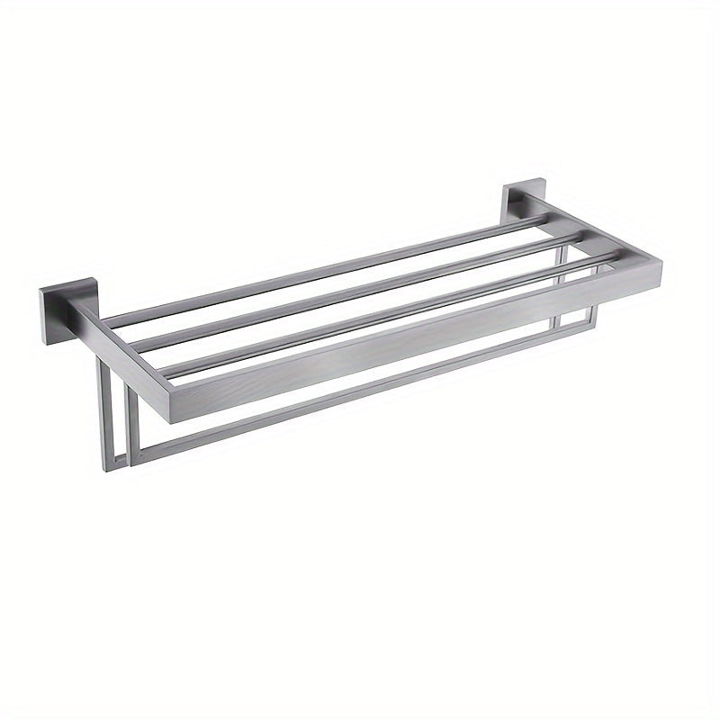 UpperShelf: Towel Holder for the Bathroom – Multifunctional, Wall-Mounted Metal Stand with Shelf, Decorative and Space-Saving