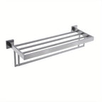 UpperShelf: Towel Holder for the Bathroom – Multifunctional, Wall-Mounted Metal Stand with Shelf, Decorative and Space-Saving