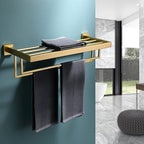 UpperShelf: Towel Holder for the Bathroom – Multifunctional, Wall-Mounted Metal Stand with Shelf, Decorative and Space-Saving